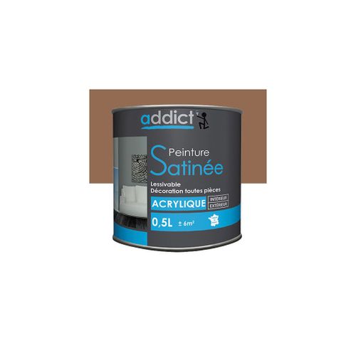 Peinture acrylique de décoration Satinée 0,5 L - Taupe - ADD111276 - Addict