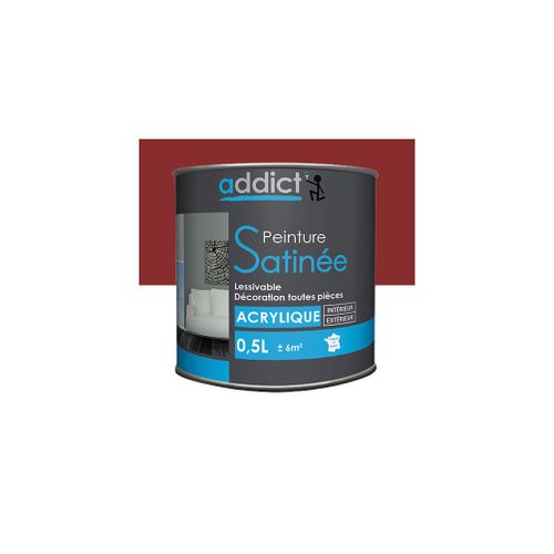 Peinture acrylique de décoration Satinée 0,5 L - Tomette - ADD112154 - Addict