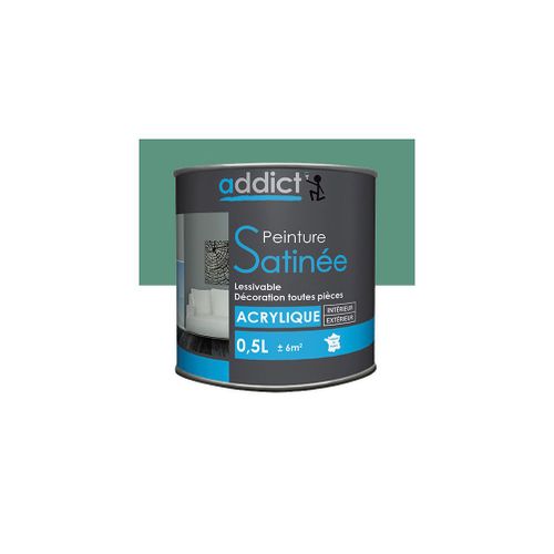 Peinture acrylique de décoration Satinée 0,5 L - Turquoise - ADD112713 - Addict