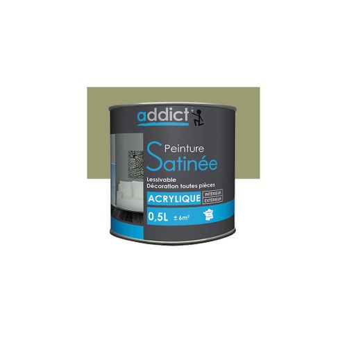 Peinture acrylique de décoration Satinée 0,5 L - Vert olive - ADD111319 - Addict