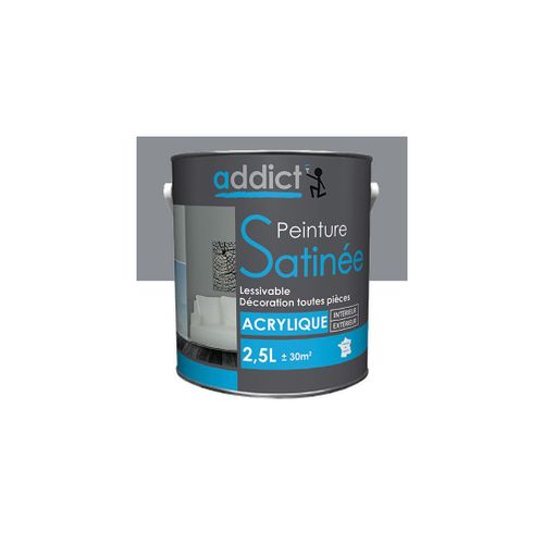 Peinture acrylique de décoration Satinée 2,5 L - Béton - ADD111917 - Addict
