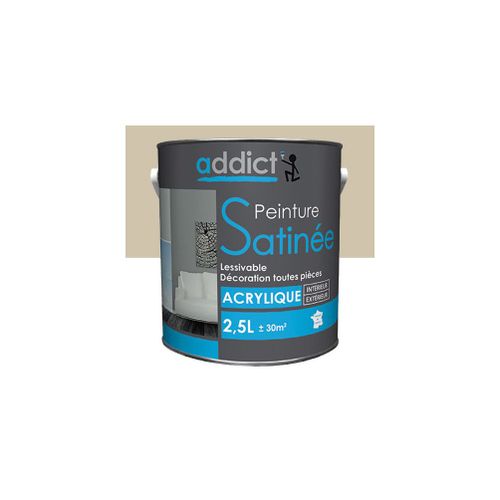 Peinture acrylique de décoration Satinée 2,5 L - Castor - ADD112715 - Addict