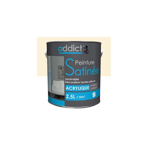 Peinture acrylique de décoration Satinée 2,5 L - Ivoire - ADD111283 - Addict