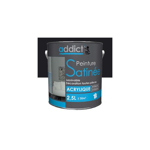 Peinture acrylique de décoration Satinée 2,5 L - Noir - ADD111297 - Addict