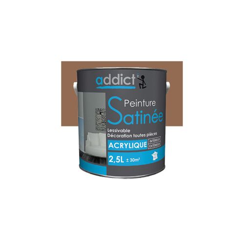 Peinture acrylique de décoration Satinée 2,5 L - Taupe - ADD111293 - Addict