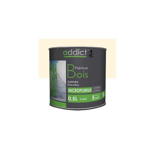 Peinture microporeuse Satinée pour le bois 0,5 L - Blanc cassé - ADD111309 - Addict