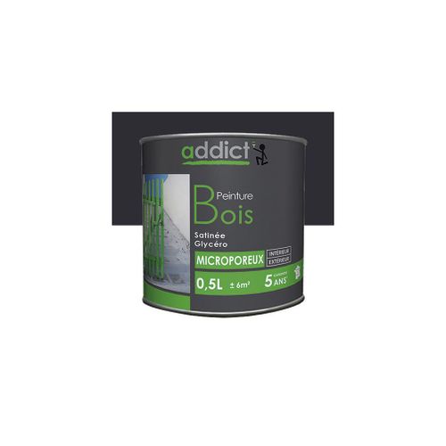 Peinture microporeuse Satinée pour le bois 0,5 L - Gris anthracite - ADD113172 - Addict