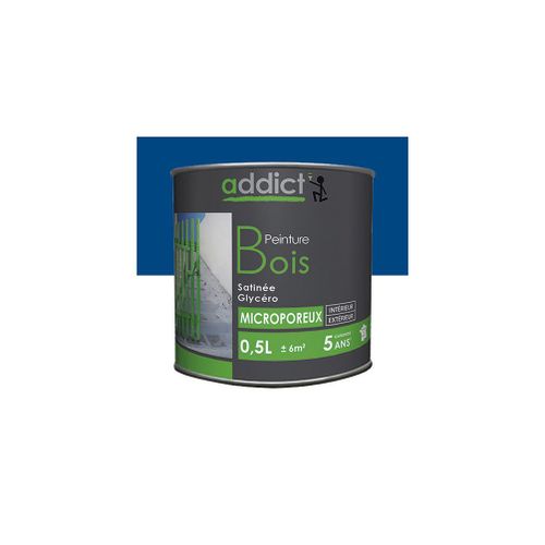 Peinture microporeuse Satinée pour le bois 0,5 L - Marine - ADD112161 - Addict