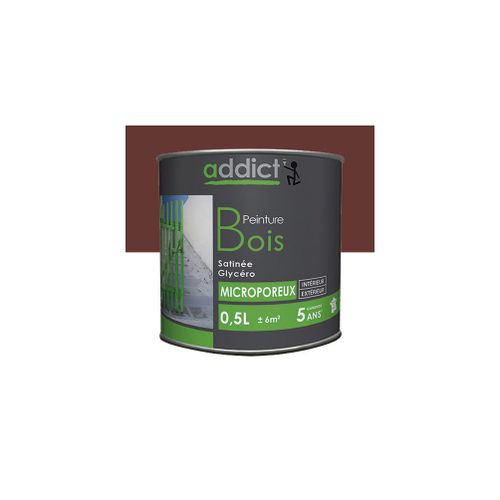 Peinture microporeuse Satinée pour le bois 0,5 L - Rouge basque - ADD111300 - Addict