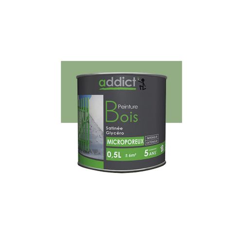 Peinture microporeuse Satinée pour le bois 0,5 L - Vert provence - ADD112160 - Addict