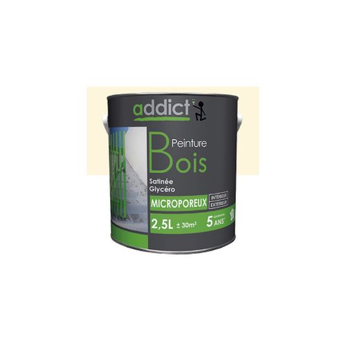 Peinture microporeuse Satinée pour le bois 2,5 L - Blanc cassé - ADD111310 - Addict