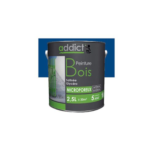 Peinture microporeuse Satinée pour le bois 2,5 L - Marine - ADD112162 - Addict