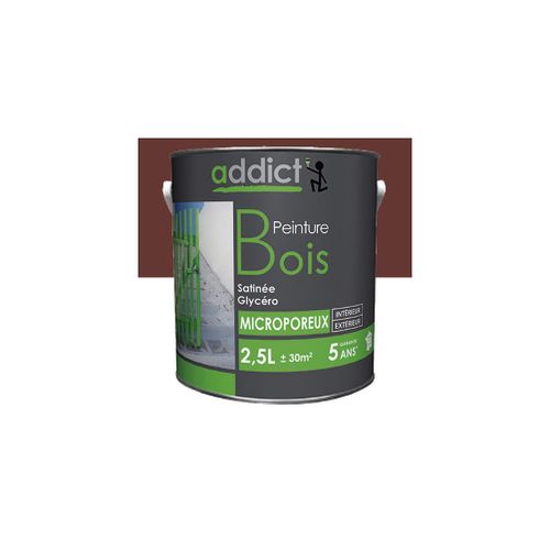 Peinture microporeuse Satinée pour le bois 2,5 L - Rouge basque - ADD111299 - Addict