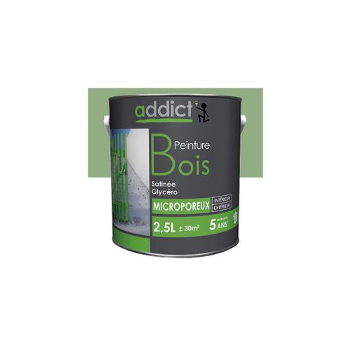 Peinture microporeuse Satinée pour le bois 2,5 L - Vert provence - ADD111998 - Addict