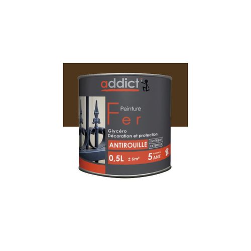Peinture laque Brillante pour le fer antirouille 0,5 L - Brun noyer - ADD111401 - Addict