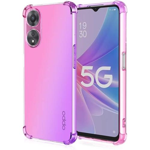 Coque Pour Oppo A58 5g Étui Protecteur En Souple Silicone Tpu Antichoc Housse De Protection En Couleur Dégradée Compatible Avec Oppo A58 5g Rose/Violet