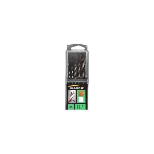 Coffret solo 5 mèches bois 3 pointes PRO D. 3, 4, 5, 6, 8 mm - 907B - Diager