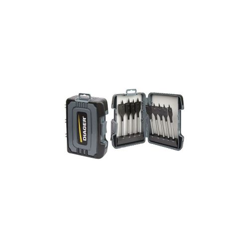 Coffret 9 mèches à bois plate quick-lock 6,35 mm D. 14 à 30 mm - 925C - Diager