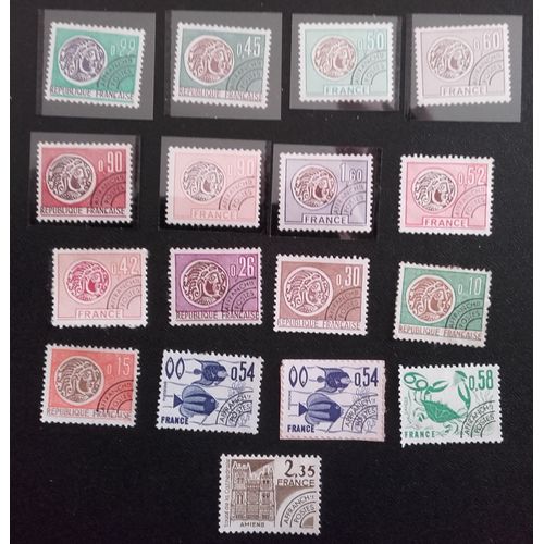 Lot De 17 Timbres Préoblitérés Monnaie Gauloise Avec Et Sans Gommes