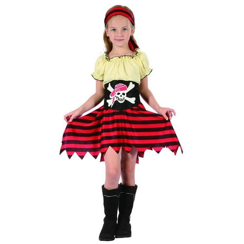 Déguisement Pirate Jaune Et Rouge Fille - Taille: M 7-9 Ans (120-130 Cm)
