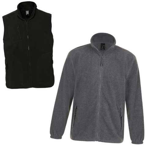 Lot 2 Gilets Polaires Zipp?S Unisexe - Noir Et Gris - Avec Et Sans Manches