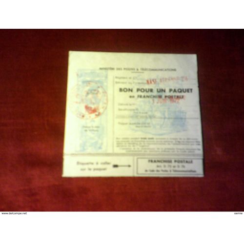 Franchise Militaire Bon Pour Un Paquet En Franchise Postale Le 1 Juin 1972