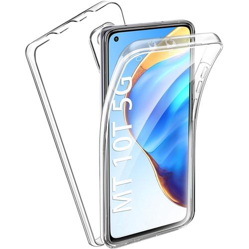 Coque Compatible Avec Xiaomi Mi 10t, Transparent Housse Silicone Tpu Gel Et Pc Rigide 360 Degres Protection Anti Choc Full Body Etui Case Mi 10t Pro 5g