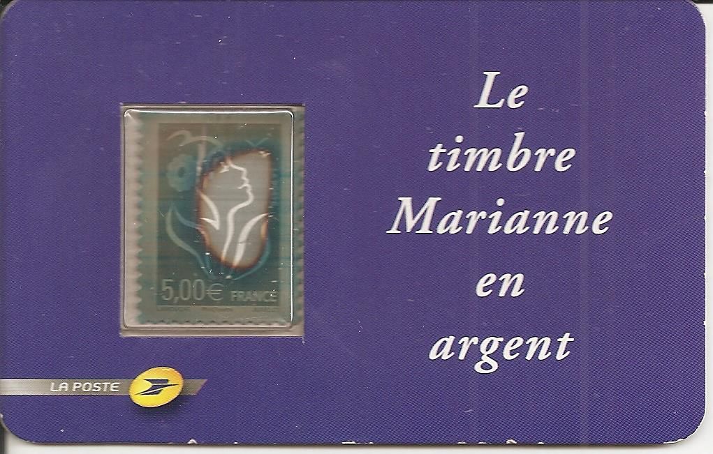 timbre Marianne en argent 999 millièmes Timbre Marianne l'Europe en argent 999millièmes - Collection