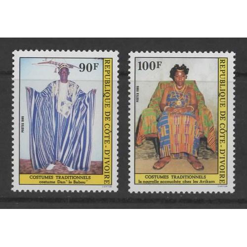 République De Côte D' Ivoire, Timbres-Poste Y & T N° 707 Et 708 Costume, 1985