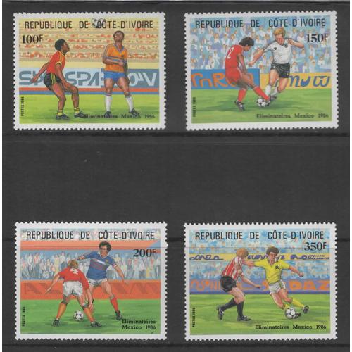 République De Côte D' Ivoire, Timbres-Poste Y & T N° 721 À 724 Football, Mexico 86, 1985