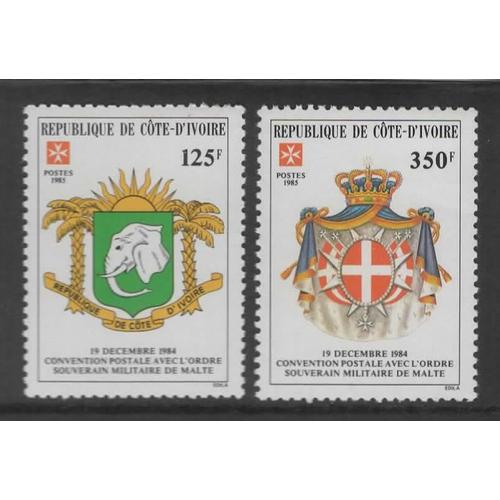 République De Côte D' Ivoire, Timbres-Poste Y & T N° 725 Et 726 Ordre De Malte, 1985
