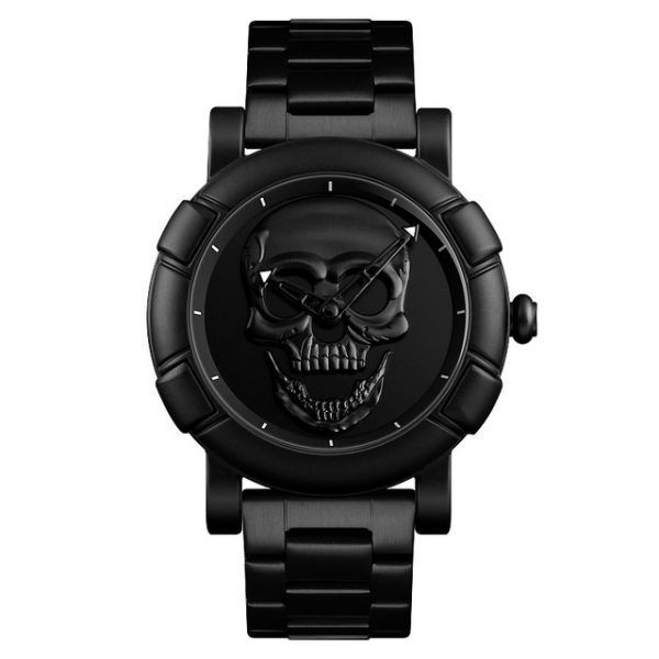 Montre Quartz Fond de Cadran avec Crâne Tête de Mort en relief - Bracelet  Acier - Mode Homme-Moderne-Fashion | Rakuten