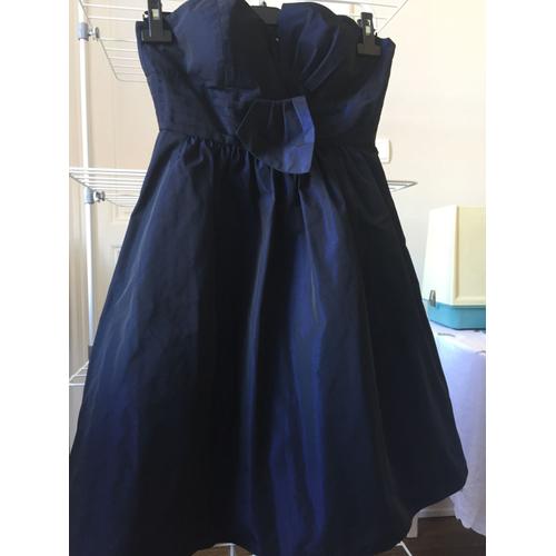 Robe Bustier T. M Ou 38 En Taffetas Bleu Moiré Avec Noeud Devant Longueur Genou Alain Manoukian