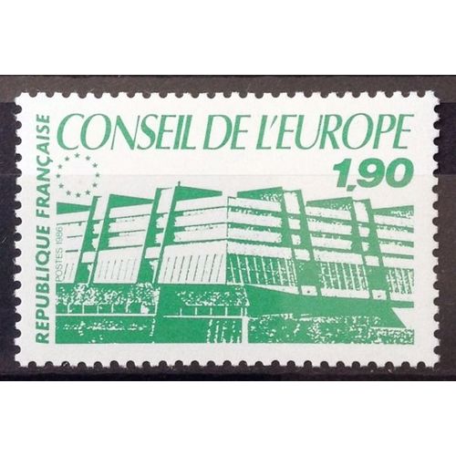 Conseil Europe - Bâtiment Simplifié Monochrome 1,90 Vert (Impeccable Service N° 93) Neuf** Luxe (= Sans Trace De Charnière) - France Année 1986 - N22058