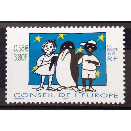 Conseil Europe - Je Suis Noir, Je Suis Blanc 3,80 (Impeccable Service N° 123) Neuf** Luxe (= Sans Trace De Charnière) - Cote 3,50 - France Année 2001 - N22067