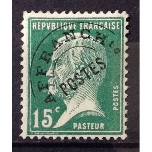 Préoblitéré Pasteur 15c Vert (Impeccable N° 65) Neuf** Luxe (= Sans Trace De Charnière) - Cote 65,00 - France Année 1922 - N21958