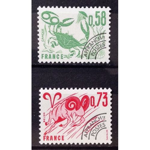 Préoblitérés Signes Zodiaque - Cancer 0,58 (N° 150) + Bélier 0,73 (N° 151) Neufs** Luxe (= Sans Trace De Charnière) - France Année 1978 - N22069