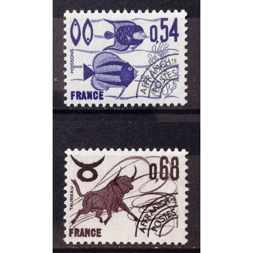 Préoblitérés Signes Zodiaque - Poissons 0,54 (N° 146) + Taureau 0,68 (N° 147) Neuf** Luxe (= Sans Trace De Charnière) - France Année 1977 - N22070
