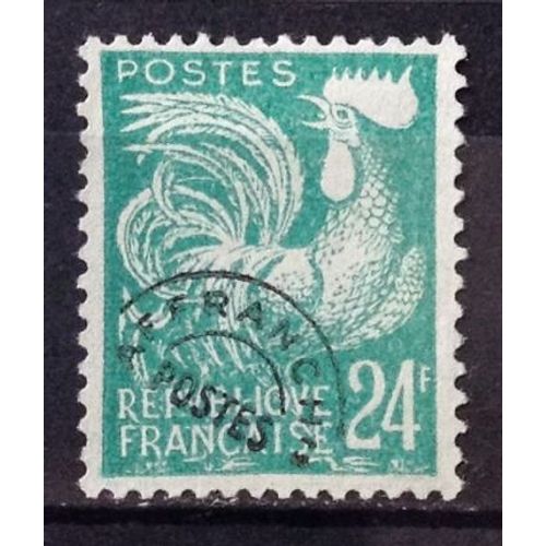 Préoblitéré Coq 24f Vert-Bleu (Superbe N° 114) Obl - Cote 6,00 - France Année 1953 - N21969