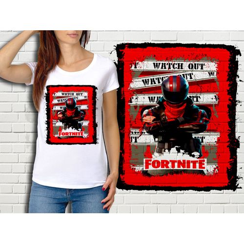 T-Shirt Blanc Femme Fortnite Battle Royale Réf 484
