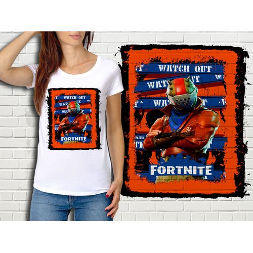 T-Shirt Blanc Femme Fortnite Battle Royale Réf 485