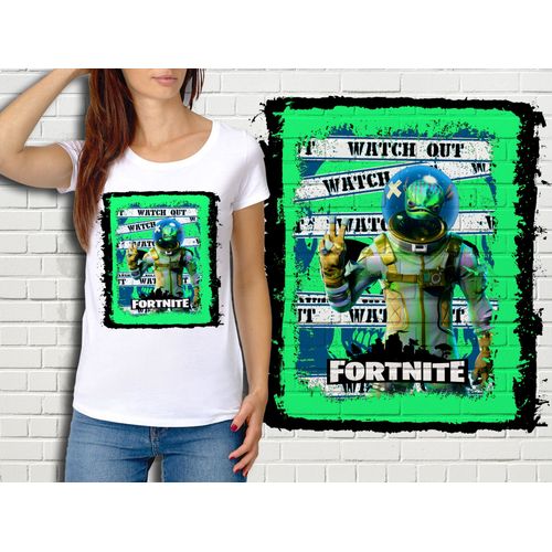 T-Shirt Blanc Femme Fortnite Battle Royale Réf 486