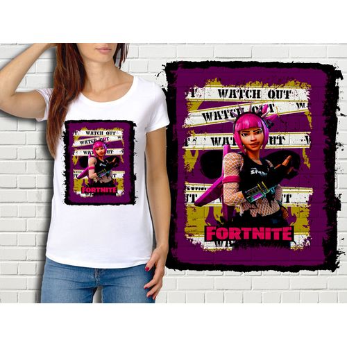 T-Shirt Blanc Femme Fortnite Battle Royale Réf 487