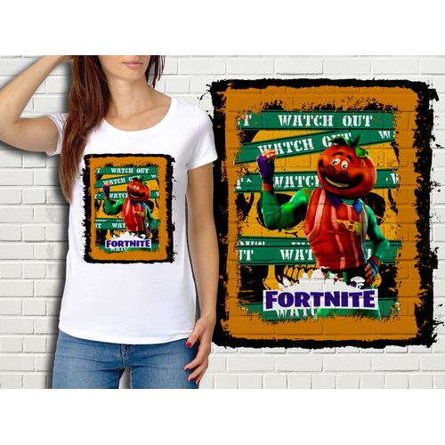T-Shirt Blanc Femme Fortnite Battle Royale Réf 488