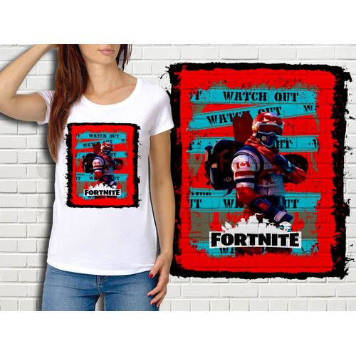 T-Shirt Blanc Femme Fortnite Battle Royale Réf 489