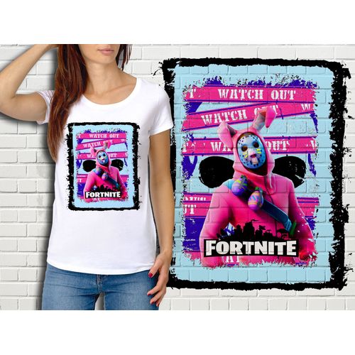 T-Shirt Blanc Femme Fortnite Battle Royale Réf 491