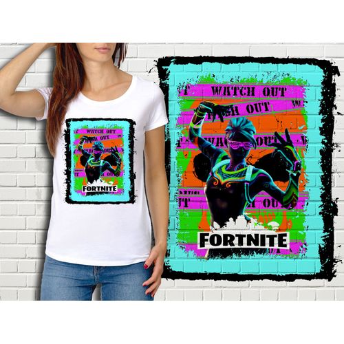 T-Shirt Blanc Femme Fortnite Battle Royale Réf 492