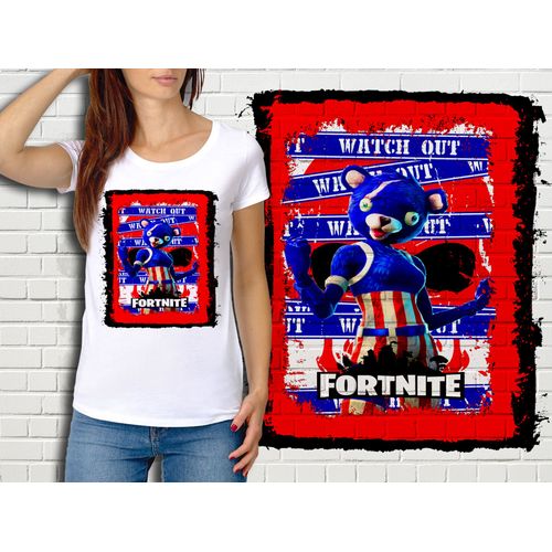 T-Shirt Blanc Femme Fortnite Battle Royale Réf 493
