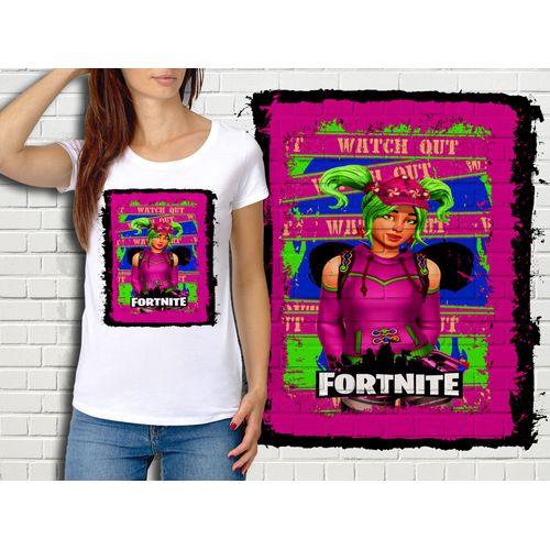 T-Shirt Blanc Femme Fortnite Battle Royale Réf 494
