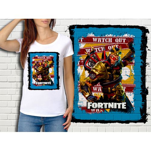 T-Shirt Blanc Femme Fortnite Battle Royale Réf 496